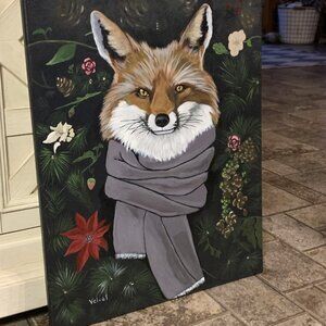 18w x 24h Acrylic on canvas Fox painting by artist